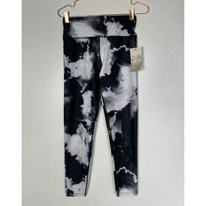 Sage Womens Elastic Waist Yoga Workout Leggings Stretchy Tie Dye Black Sz M